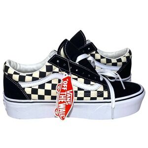 VANS Old Skool Platform Checkerboard Skate Shoes Womens Size 10, Mens 8.5